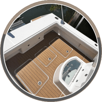 Snap-in synthetic teak innovation on a Miami-Dade sport boat